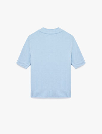 Regular Fit Kısa Kollu Dik Yaka Triko Kazak