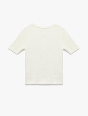 Regular Fit Kısa Kollu Bisiklet Yaka Düğmeli Triko Hırka