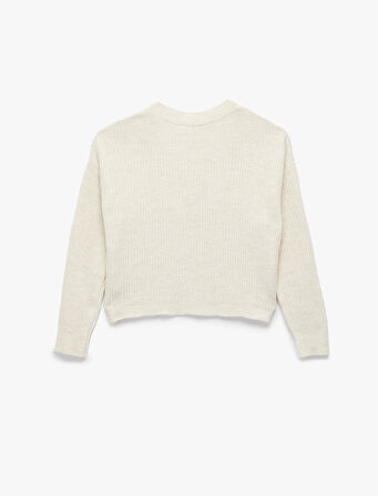 Uzun Kollu V Yaka Örgü Kazak