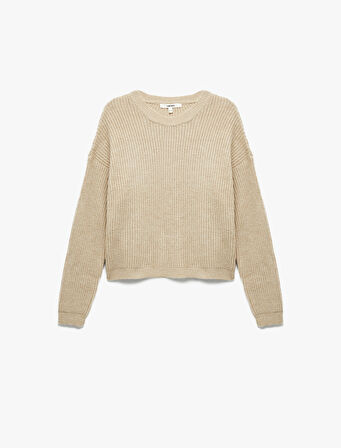 Uzun Kollu Bisiklet Yaka Triko Basic Kazak