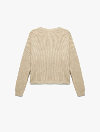 Uzun Kollu Bisiklet Yaka Triko Basic Kazak