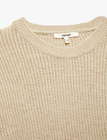 Uzun Kollu Bisiklet Yaka Triko Basic Kazak