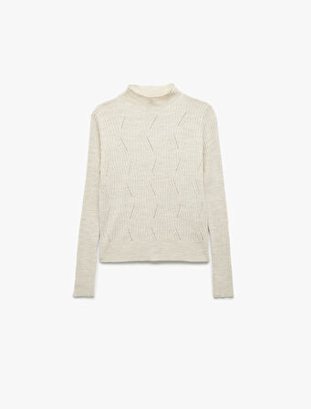 Regular Fit Uzun Kollu Hafif Dik Yaka Triko Kazak