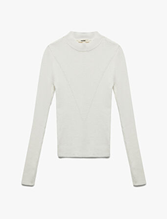 Hafif Dik Yaka Uzun Kollu Triko Kazak