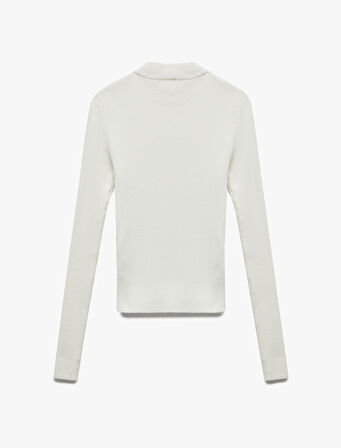 Hafif Dik Yaka Uzun Kollu Triko Kazak