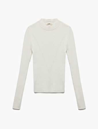 Hafif Dik Yaka Uzun Kollu Triko Kazak