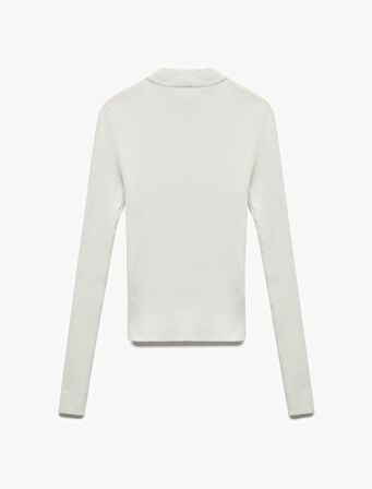 Hafif Dik Yaka Uzun Kollu Triko Kazak