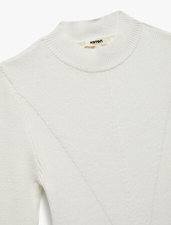 Hafif Dik Yaka Uzun Kollu Triko Kazak