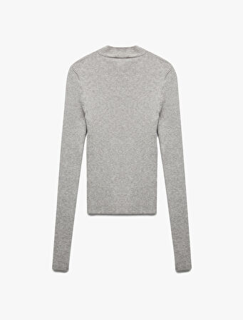 Hafif Dik Yaka Uzun Kollu Triko Kazak