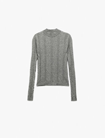 Dik Yaka Uzun Kollu Triko Kazak