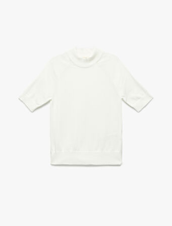 Rayon Kumaş Kısa Kollu Dik Yaka Triko Kazak