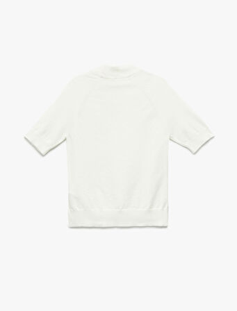 Rayon Kumaş Kısa Kollu Dik Yaka Triko Kazak