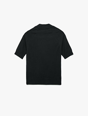 Rayon Kumaş Kısa Kollu Dik Yaka Triko Kazak