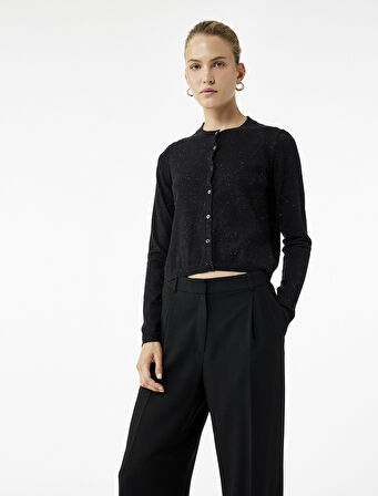 Regular Fit Uzun Kollu Bisiklet Yaka Triko Hırka