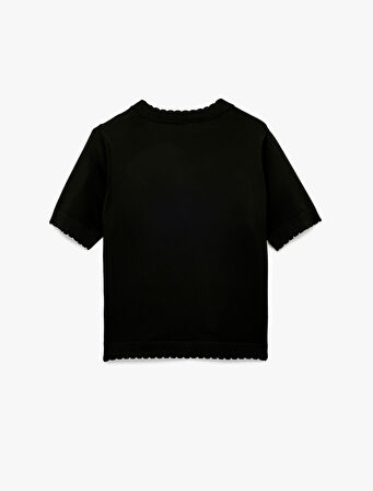 Düğmeli Kısa Kollu V Yaka Triko Hırka