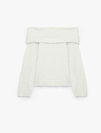 Uzun Kollu Omzu Açık Triko Kazak