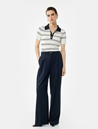 Regular Fit Düğmeli Kısa Kollu Polo Yaka Triko Kazak