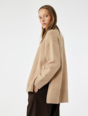 Dik Yaka Uzun Kollu Triko Tunik