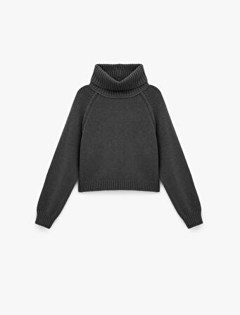 Uzun Kollu Dikiş Detaylı Balıkçı Yaka Triko Kazak