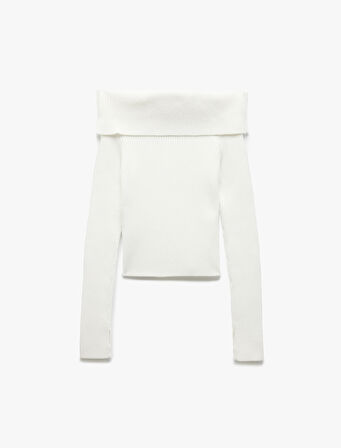 Omzu Açık Triko Dar Kesim Kazak