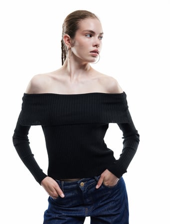 Madonna Yaka Uzun Kollu Slim Fit Triko Kazak