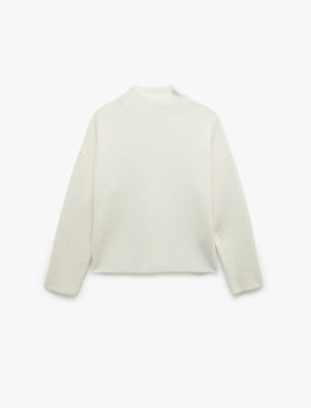 Dik Yaka Uzun Kollu Rahat Kalıp Basic Triko Kazak