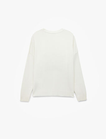 Yıldız Desenli Uzun Kollu Bisiklet Yaka Triko Kazak