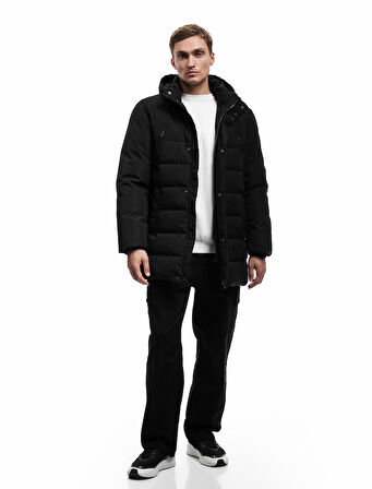 Çıtçıt Düğme Detaylı Fermuarlı Cepli Çıkarılabilir Kapşonlu Parka