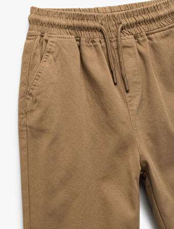 Beli Bağcıklı Cep Detaylı Pamuklu Gabardin Jogger Pantolon