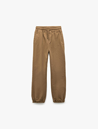 Beli Bağcıklı Cep Detaylı Pamuklu Gabardin Jogger Pantolon