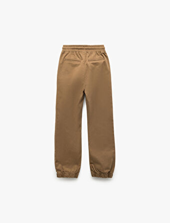 Beli Bağcıklı Cep Detaylı Pamuklu Gabardin Jogger Pantolon