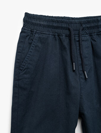 Beli Bağcıklı Cep Detaylı Pamuklu Gabardin Jogger Pantolon