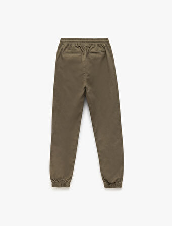 Beli Bağcıklı Cep Detaylı Pamuklu Gabardin Jogger Pantolon