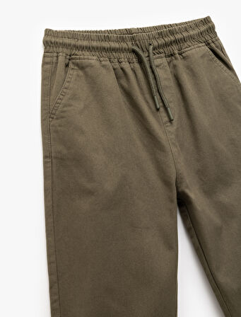 Beli Bağcıklı Cep Detaylı Pamuklu Gabardin Jogger Pantolon