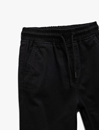 Beli Bağcıklı Cep Detaylı Pamuklu Gabardin Jogger Pantolon