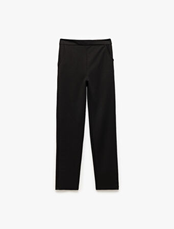 Beli Lastikli Cepli Düz Normal Paça Pantolon
