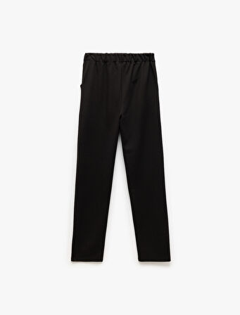 Beli Lastikli Cepli Düz Normal Paça Pantolon