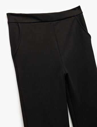 Beli Lastikli Cepli Düz Normal Paça Pantolon