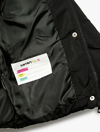 Uzun Kollu Cepli Kapitone Kapşonlu Mont