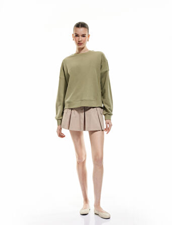Üç İplik Uzun Kollu Bisiklet Yaka Basic Sweatshirt
