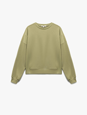 Üç İplik Uzun Kollu Bisiklet Yaka Basic Sweatshirt
