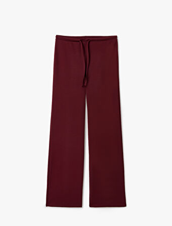 Beli Bağcıklı Rahat Kesim Düz Paça Pantolon