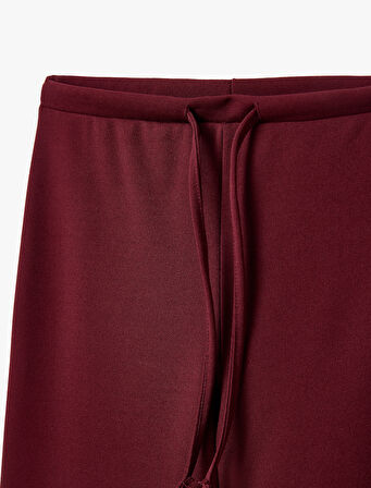 Beli Bağcıklı Rahat Kesim Düz Paça Pantolon