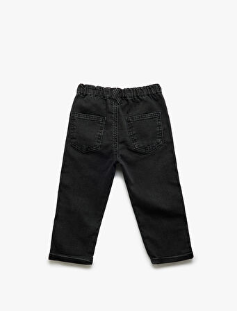 Pamuklu Beli Lastikli Cep Detaylı Denim Pantolon