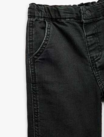 Pamuklu Beli Lastikli Cep Detaylı Denim Pantolon
