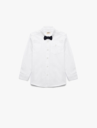 Pamuklu Uzun Kollu Papyon Detaylı Basic Gömlek