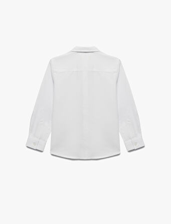 Pamuklu Cepli Uzun Kollu Kravat Detaylı Basic Gömlek