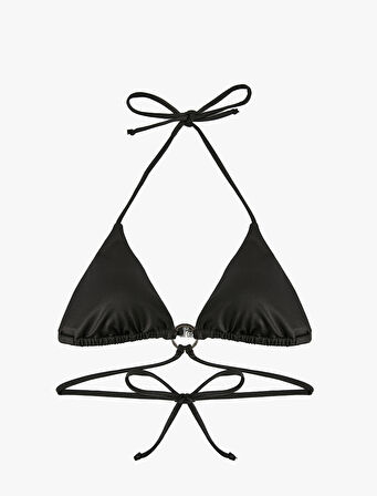 Toka Detaylı Bağlamalı Üçgen Bikini Üstü
