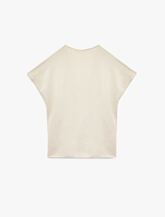 Aerobin Kumaş Bağlama Detaylı V Yaka Kruvaze Kolsuz Bluz