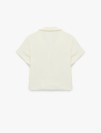 Rahat Kalıp Aerobin Kumaş Kısa Kollu Polo Yaka Crop Tişört